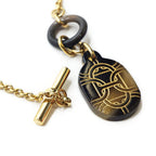 Hermes Chaine D'ancre Pendant Buffalo Horn Metal Brown Black Gold Necklace — view 4