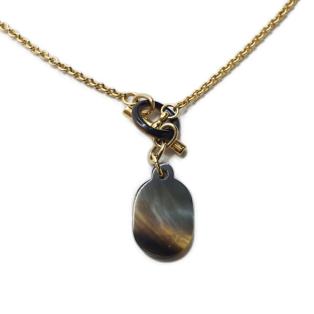 Hermes Chaine D'ancre Pendant Buffalo Horn Metal Brown Black Gold Necklace — view 2