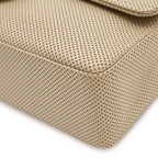 Chanel CC Logo Shoulder Bag Perforated Mesh Leather Beige Red Gold — view 3