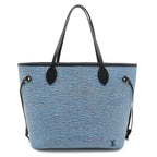 Louis Vuitton Epi Denim Neverfull MM Tote Shoulder Bag Leather Blue Pouch