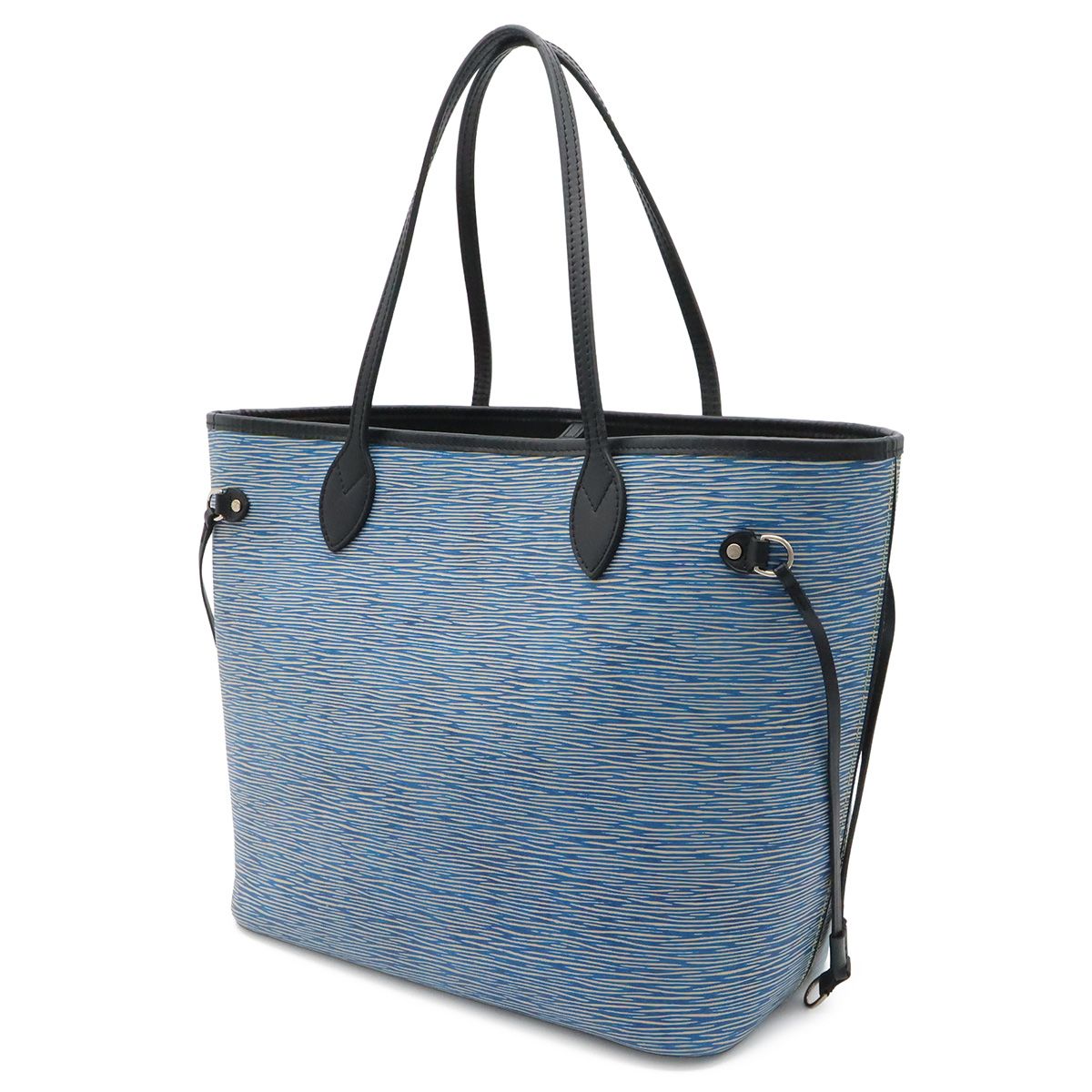 Louis Vuitton Epi Denim Neverfull MM Tote Shoulder Bag Leather Blue Pouch — view 2