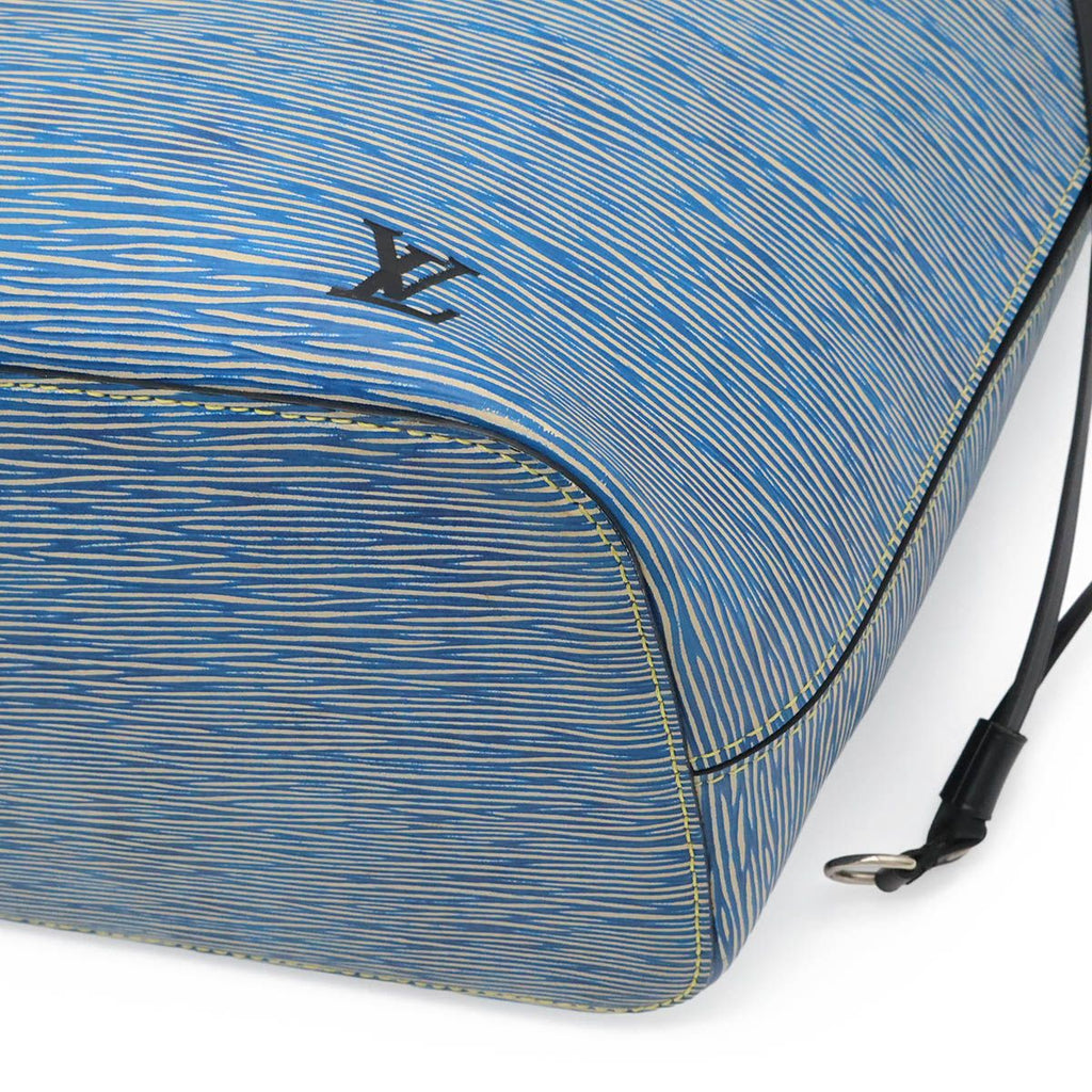 Louis Vuitton Epi Denim Neverfull MM Tote Shoulder Bag Leather Blue Pouch — view 3