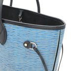 Louis Vuitton Epi Denim Neverfull MM Tote Shoulder Bag Leather Blue Pouch — view 6