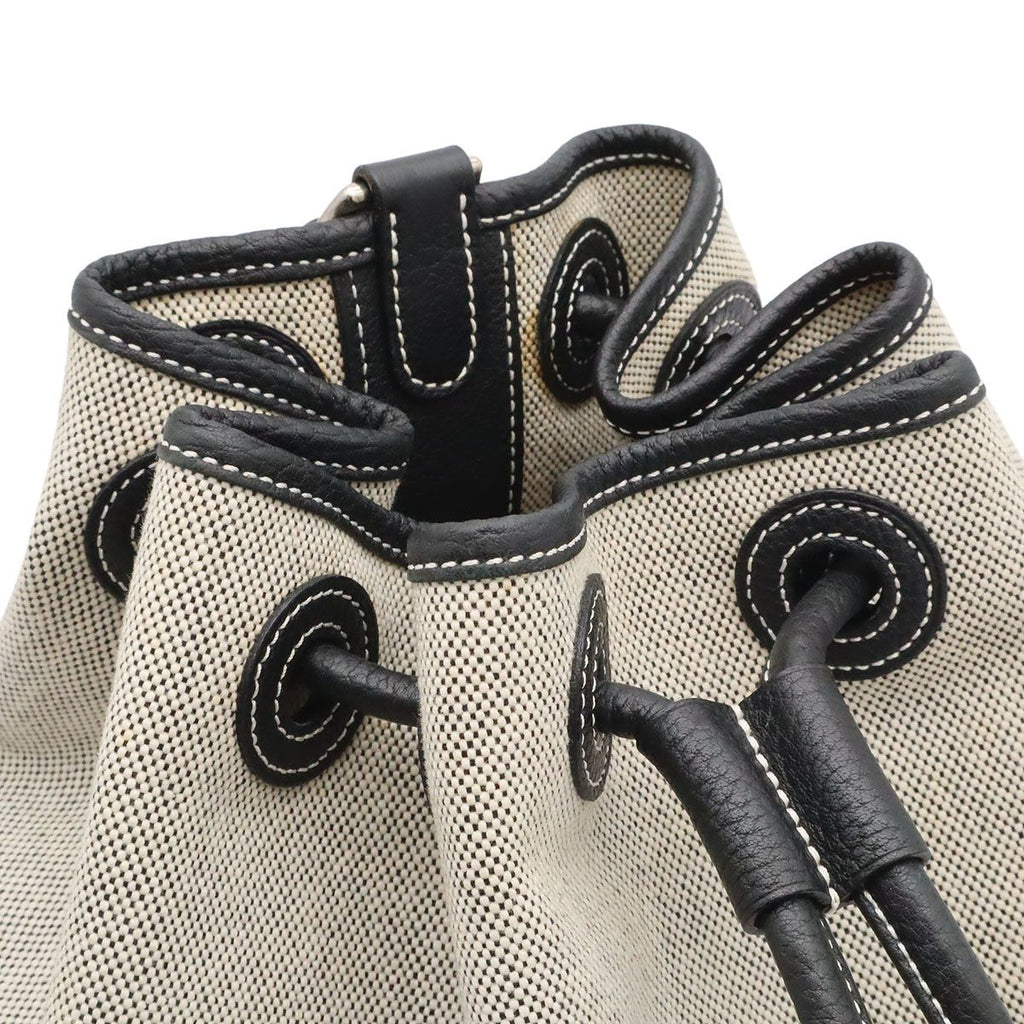 Hermes Sac Marine Receif MM Shoulder Bag Drawstring Toile H Leather Light Gray — view 7