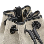 Hermes Sac Marine Receif MM Shoulder Bag Drawstring Toile H Leather Light Gray — view 7