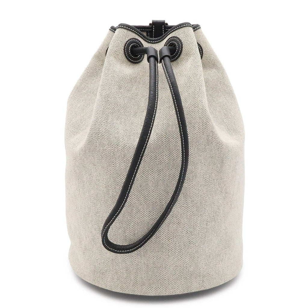 Hermes Sac Marine Receif MM Shoulder Bag Drawstring Toile H Leather Light Gray
