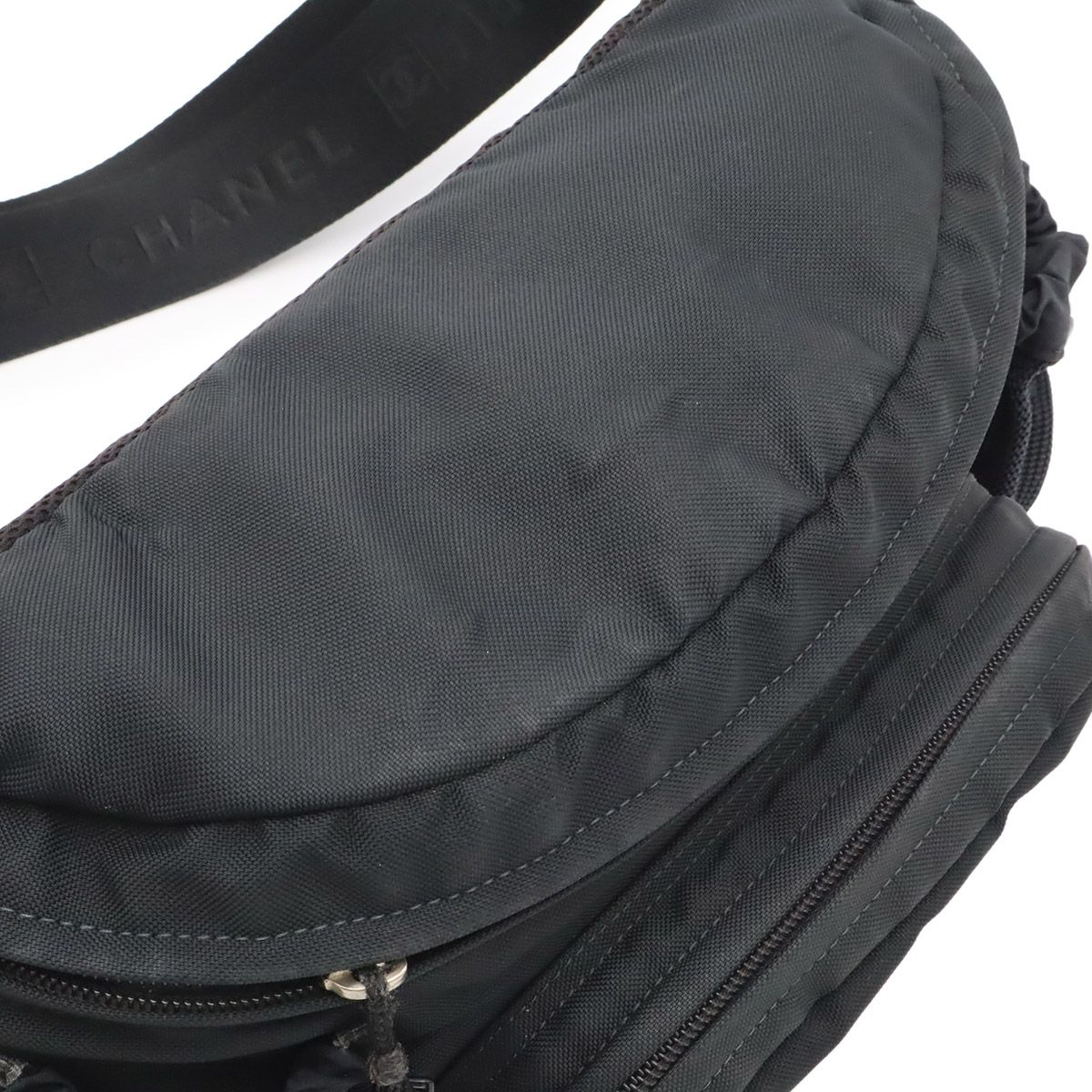 Chanel Sports Line CC Logo Waist Pouch Bag Nylon Canvas Black — view 5