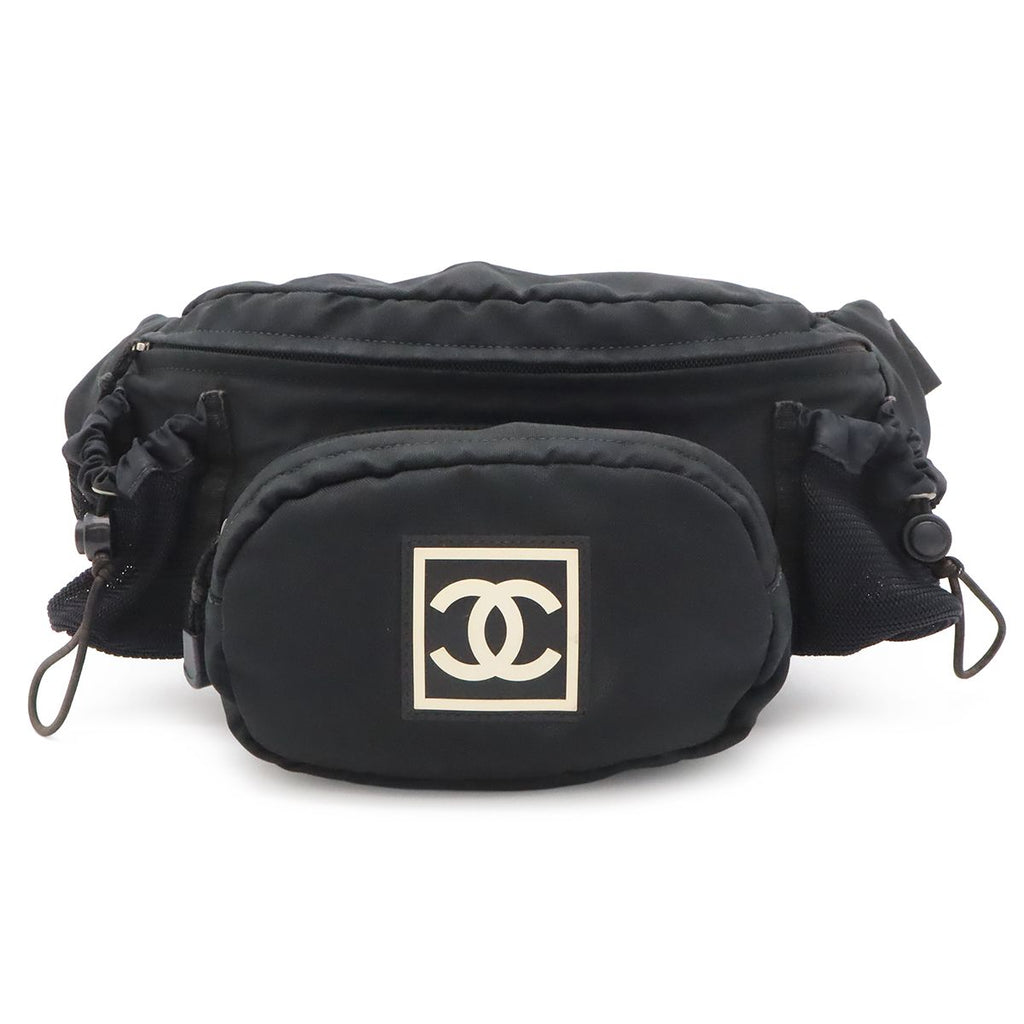 Chanel Sports Line CC Logo Waist Pouch Bag Nylon Canvas Black