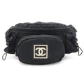 Chanel Sports Line CC Logo Waist Pouch Bag Nylon Canvas Black