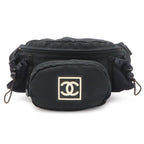 Chanel Sports Line CC Logo Waist Pouch Bag Nylon Canvas Black