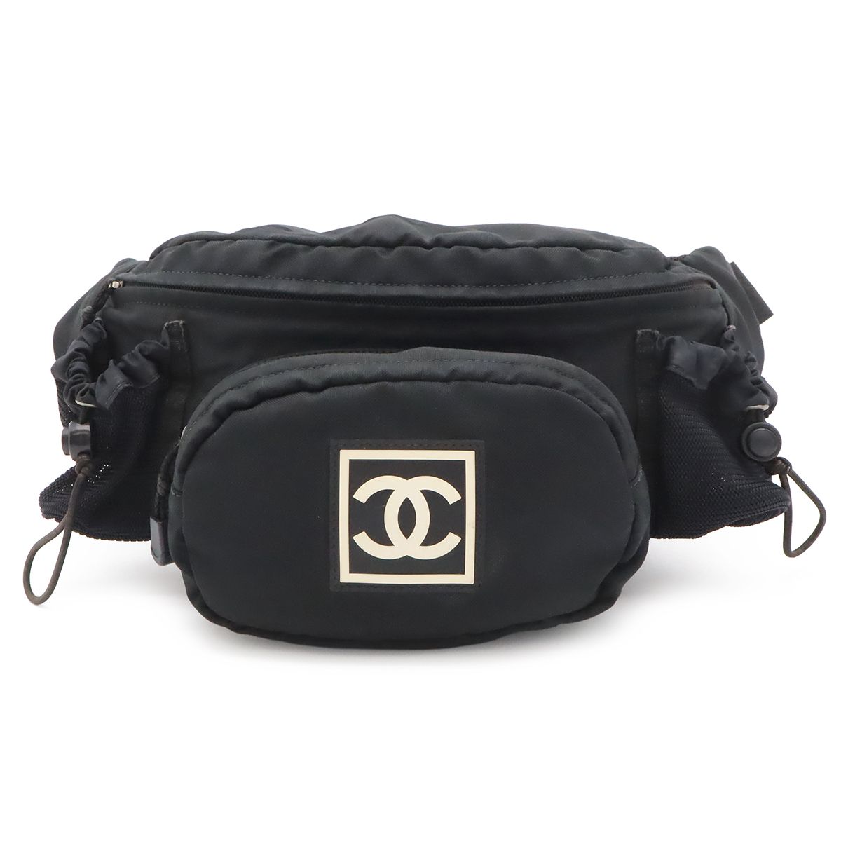 Chanel Sports Line CC Logo Waist Pouch Bag Nylon Canvas Black