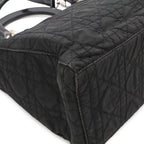 Dior Lady Medium Cannage Handbag 2-Way Shoulder Nylon Black Silver — view 3