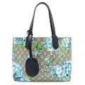 Gucci GG Blooms Supreme Floral Reversible Small Tote Shoulder Bag Beige Blue