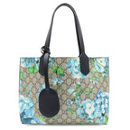 Gucci GG Blooms Supreme Floral Reversible Small Tote Shoulder Bag Beige Blue
