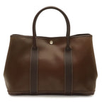 Hermes Garden Party PM Tote Bag Amazonia Leather Khaki Brown Silver