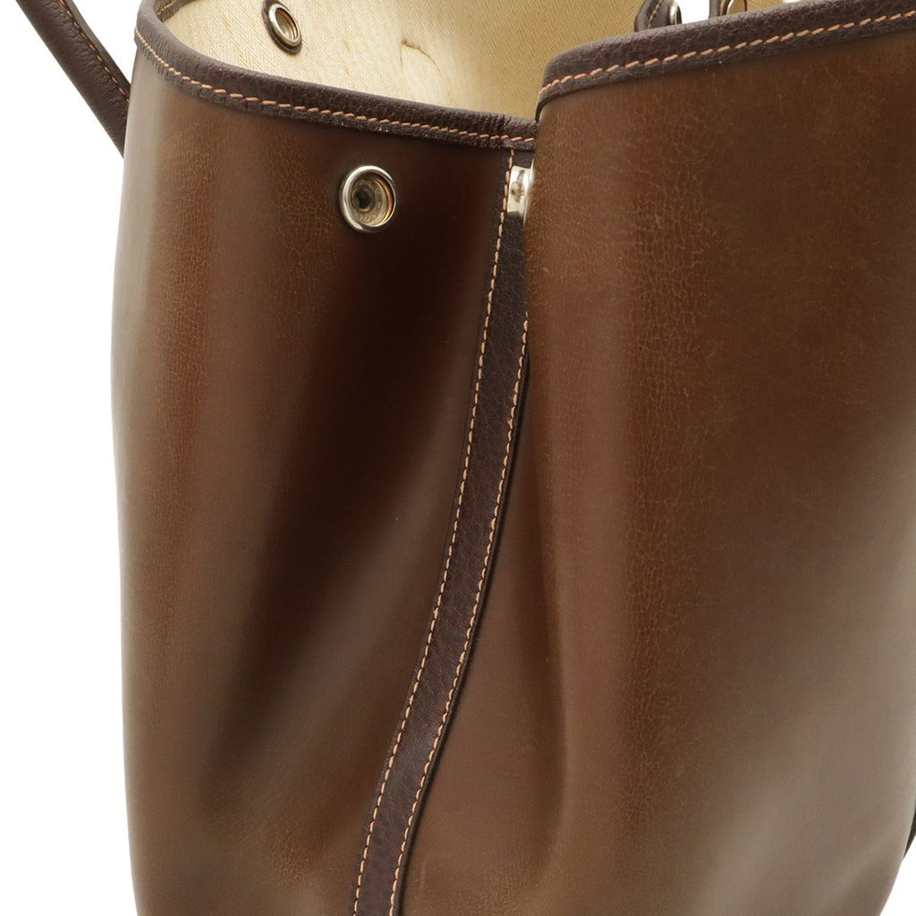 Hermes Garden Party PM Tote Bag Amazonia Leather Khaki Brown Silver — view 4