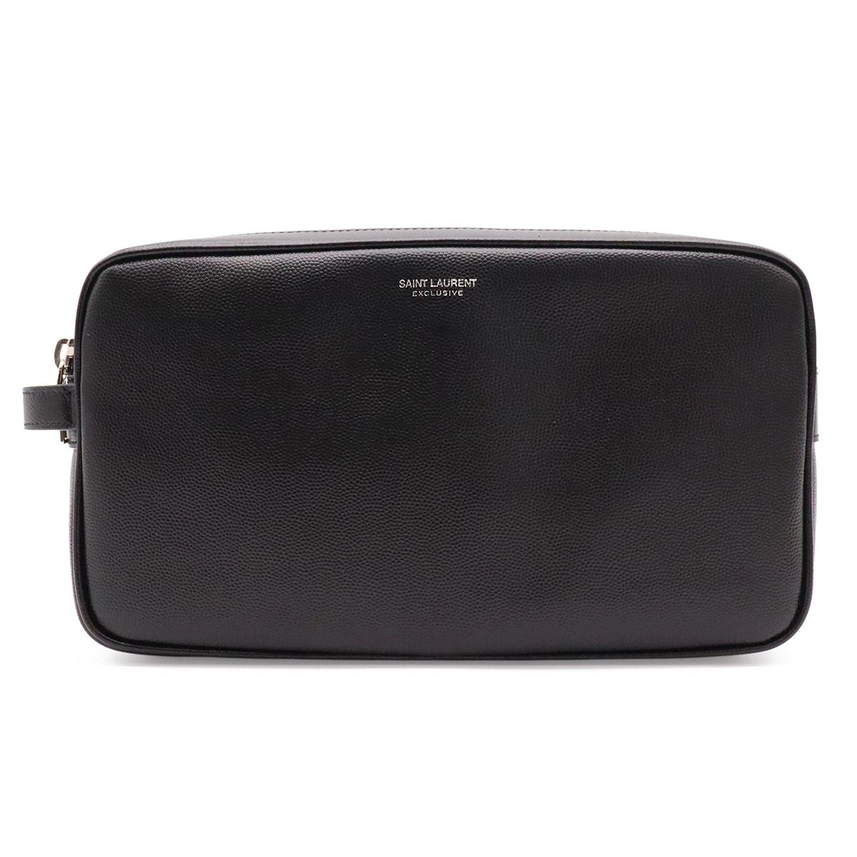 Saint Laurent Paris Exclusive Double Zip Clutch Grooming Case Leather Black