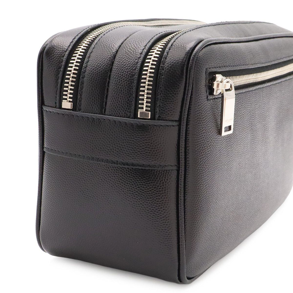 Saint Laurent Paris Exclusive Double Zip Clutch Grooming Case Leather Black — view 7
