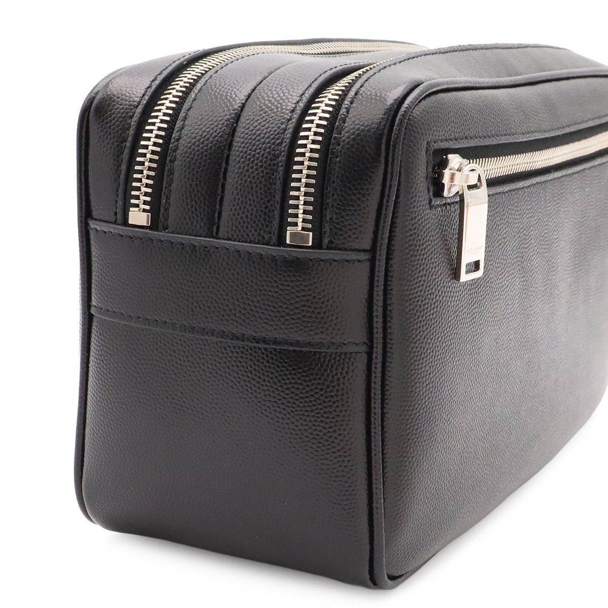 Saint Laurent Paris Exclusive Double Zip Clutch Grooming Case Leather Black — view 7