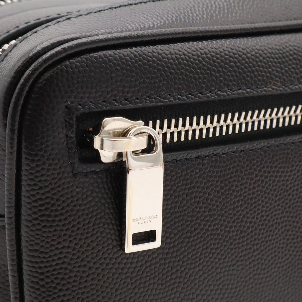 Saint Laurent Paris Exclusive Double Zip Clutch Grooming Case Leather Black — view 6