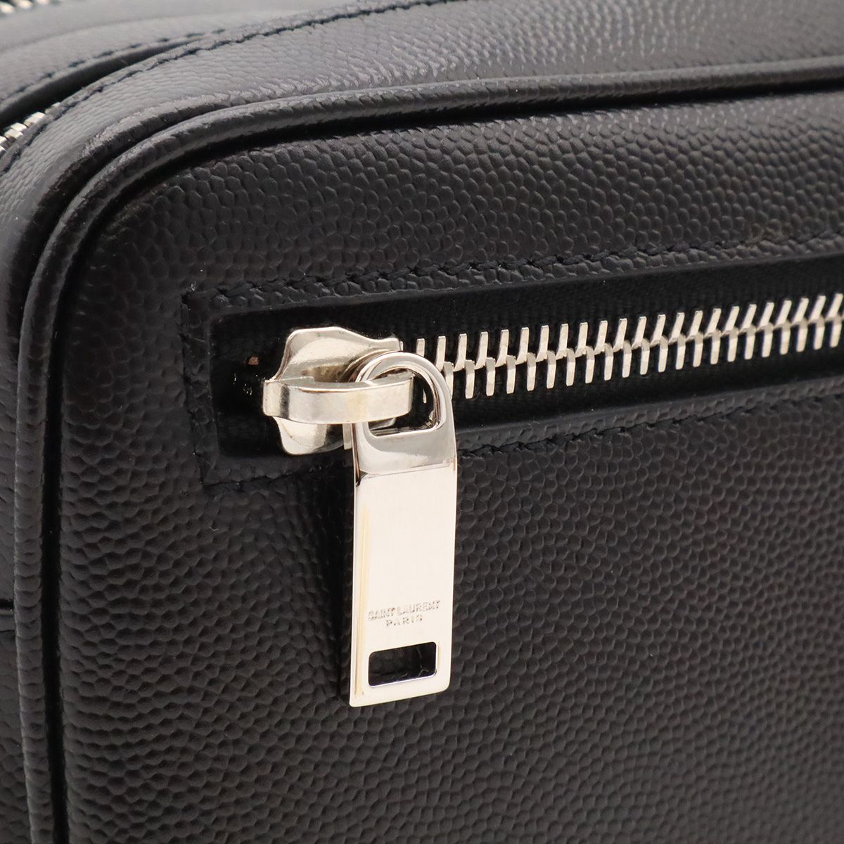 Saint Laurent Paris Exclusive Double Zip Clutch Grooming Case Leather Black — view 6