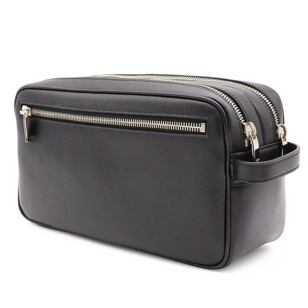 Saint Laurent Paris Exclusive Double Zip Clutch Grooming Case Leather Black — view 2