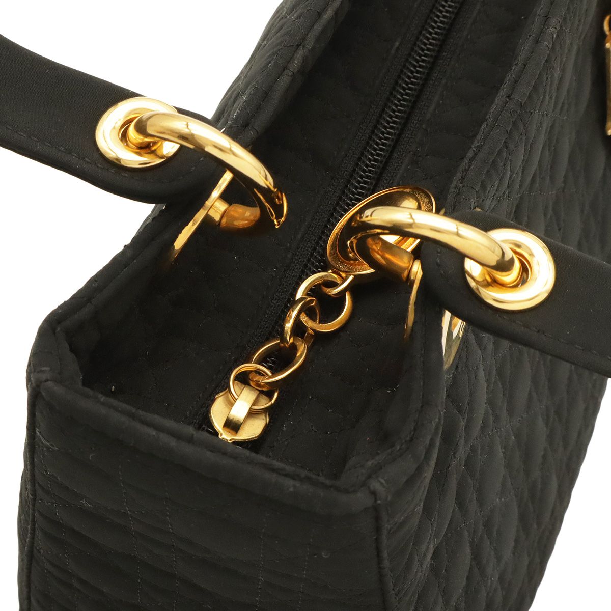 Dior Lady Cannage Medium Tote Bag Nylon Black Gold — view 5