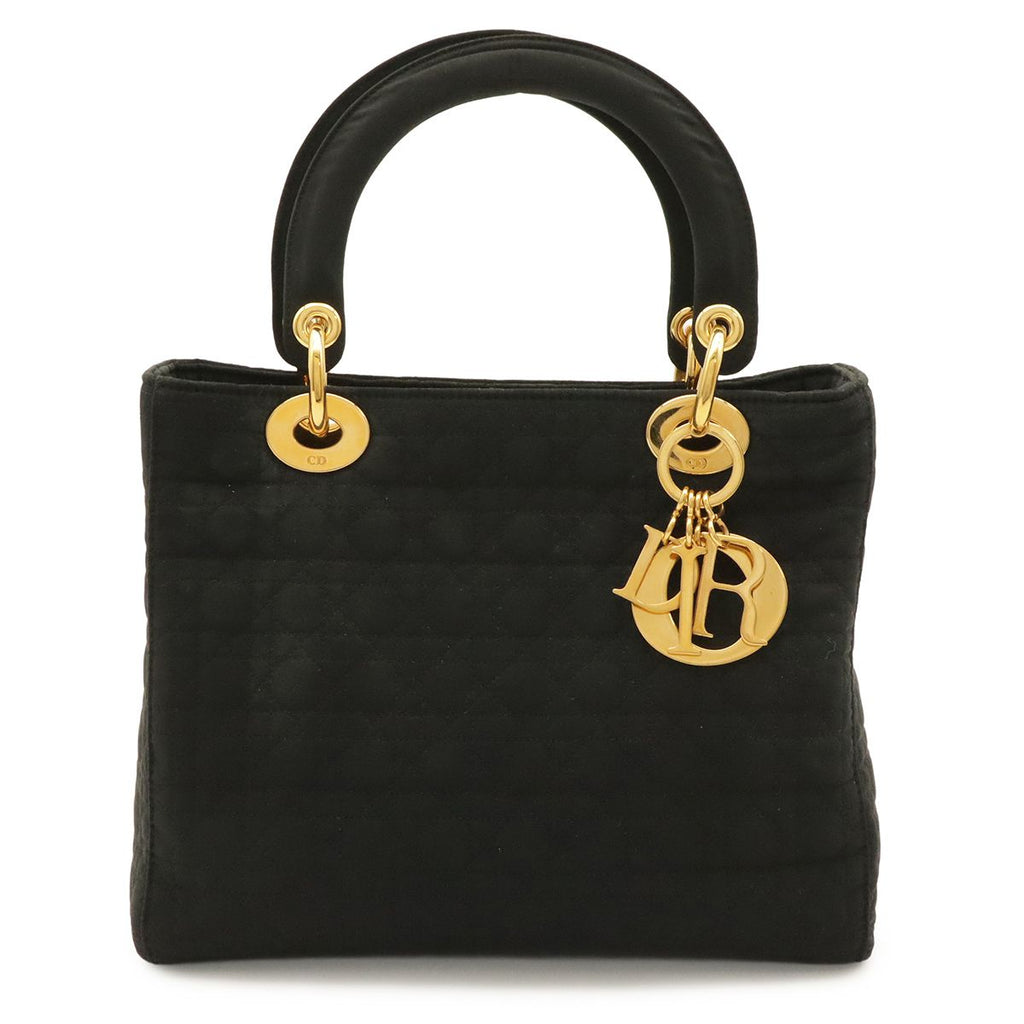 Dior Lady Cannage Medium Tote Bag Nylon Black Gold