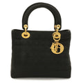 Dior Lady Cannage Medium Tote Bag Nylon Black Gold