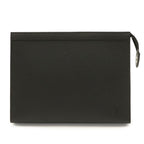 Louis Vuitton Taiga Pochette Voyage MM Clutch Calfskin Noir Black