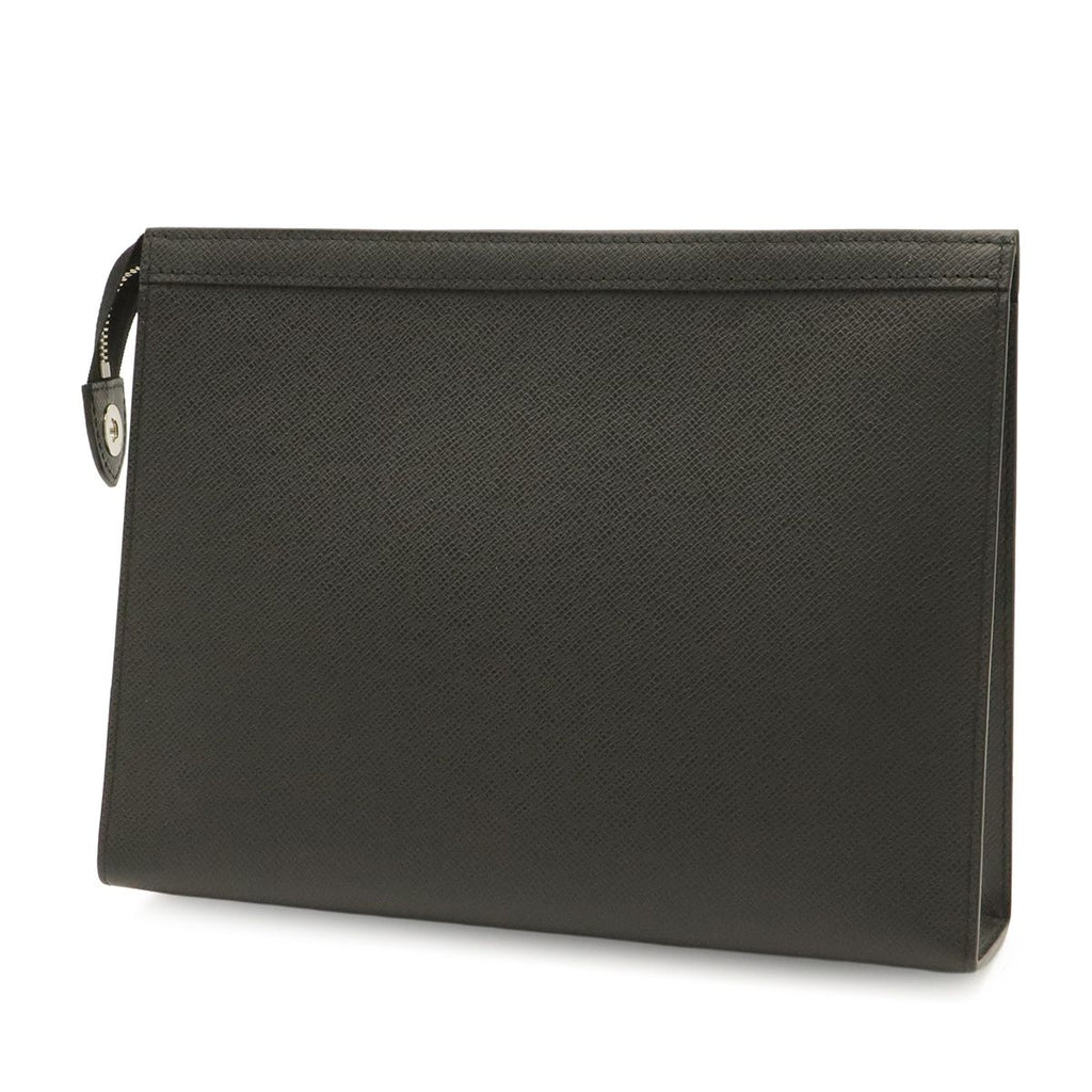 Louis Vuitton Taiga Pochette Voyage MM Clutch Calfskin Noir Black — view 2