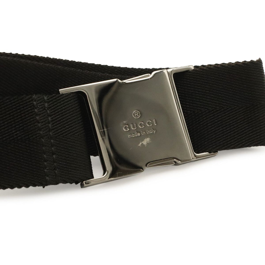 Gucci GG Canvas Belt Bag Waist Pouch Hip Bag Leather Black Silver — view 7