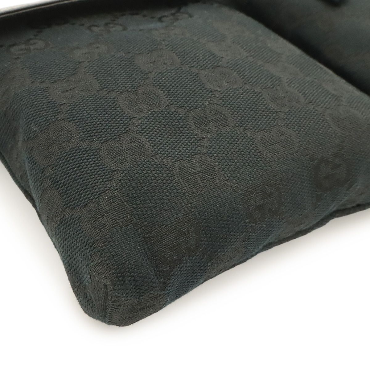 Gucci GG Canvas Belt Bag Waist Pouch Hip Bag Leather Black Silver — view 5