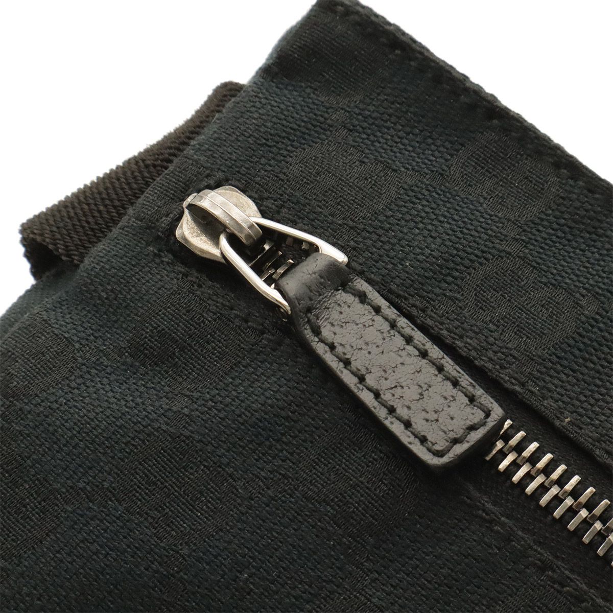 Gucci GG Canvas Belt Bag Waist Pouch Hip Bag Leather Black Silver — view 3