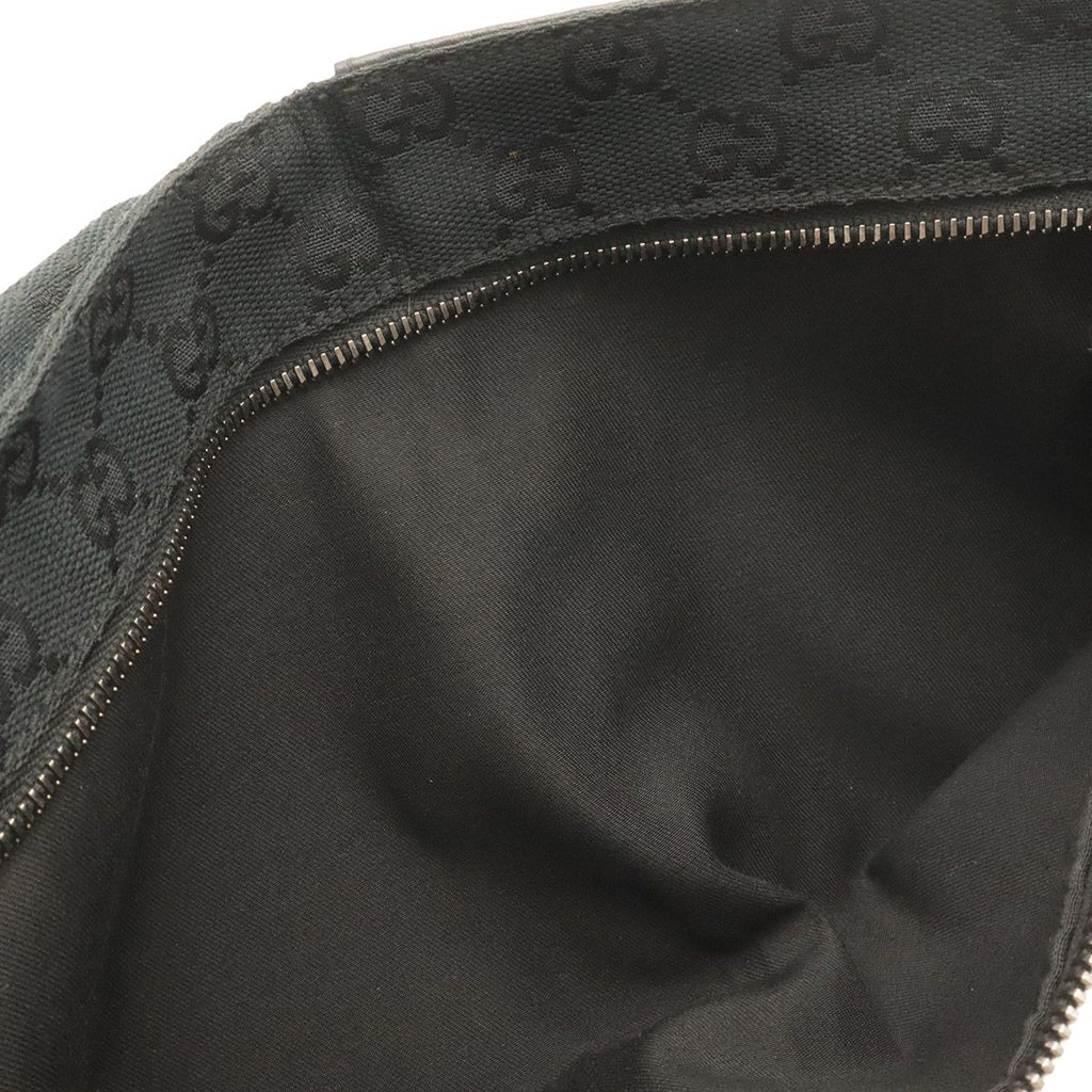 Gucci GG Canvas Belt Bag Waist Pouch Hip Bag Leather Black Silver — view 4