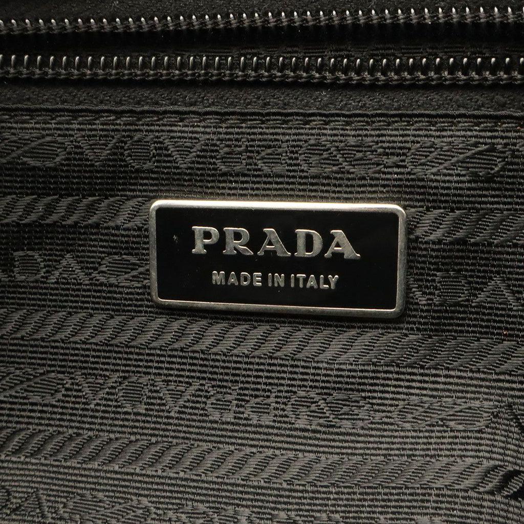 Prada Triangle Logo Shoulder Bag Pochette Crossbody Nylon Leather Nero Black — view 7