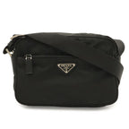 Prada Triangle Logo Shoulder Bag Pochette Crossbody Nylon Leather Nero Black