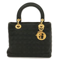 Dior Lady Cannage Medium Tote Bag Nylon Black Gold