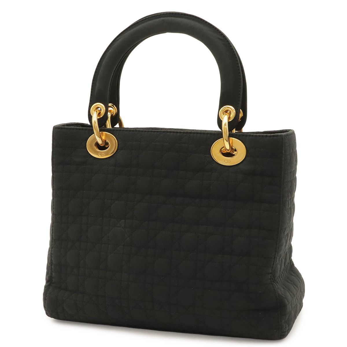 Dior Lady Cannage Medium Tote Bag Nylon Black Gold — view 2