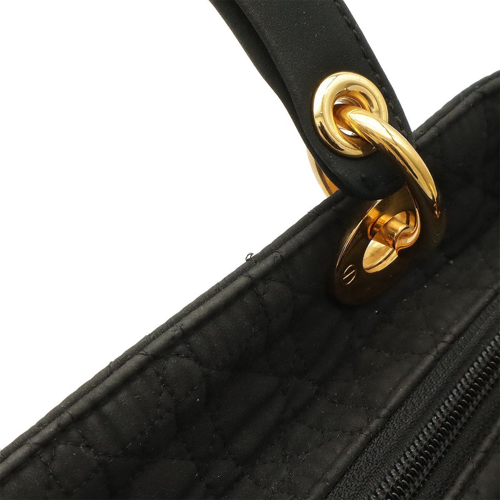 Dior Lady Cannage Medium Tote Bag Nylon Black Gold — view 4