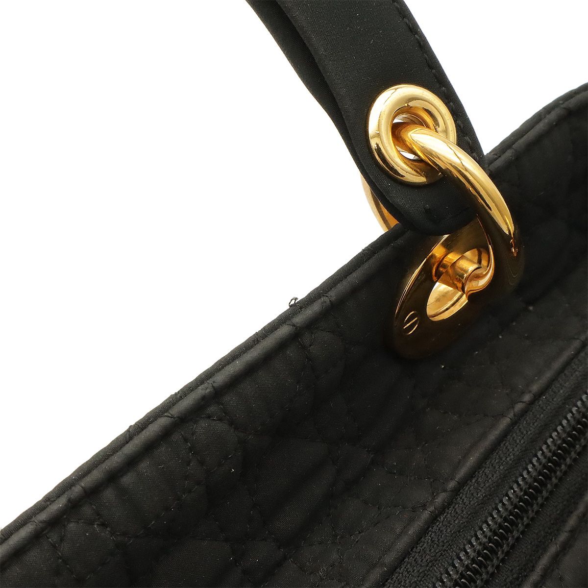Dior Lady Cannage Medium Tote Bag Nylon Black Gold — view 4