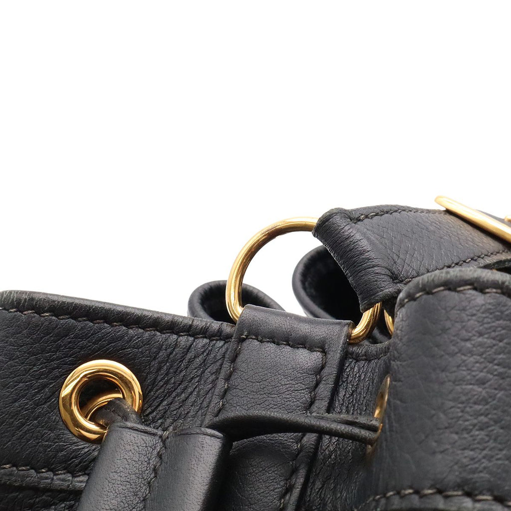 Hermes Market GM Shoulder Bag Drawstring Taurillon Clemence Leather Black Gold — view 5