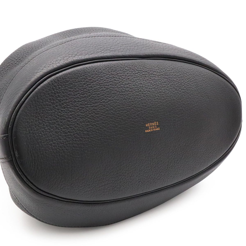 Hermes Market GM Shoulder Bag Drawstring Taurillon Clemence Leather Black Gold — view 6