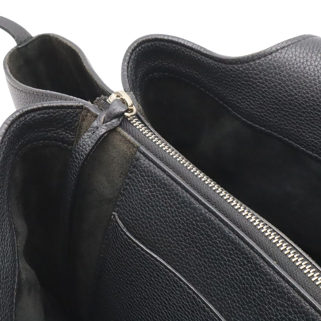 Celine Trifold Medium Tote Shoulder Bag Leather Black Silver — view 5
