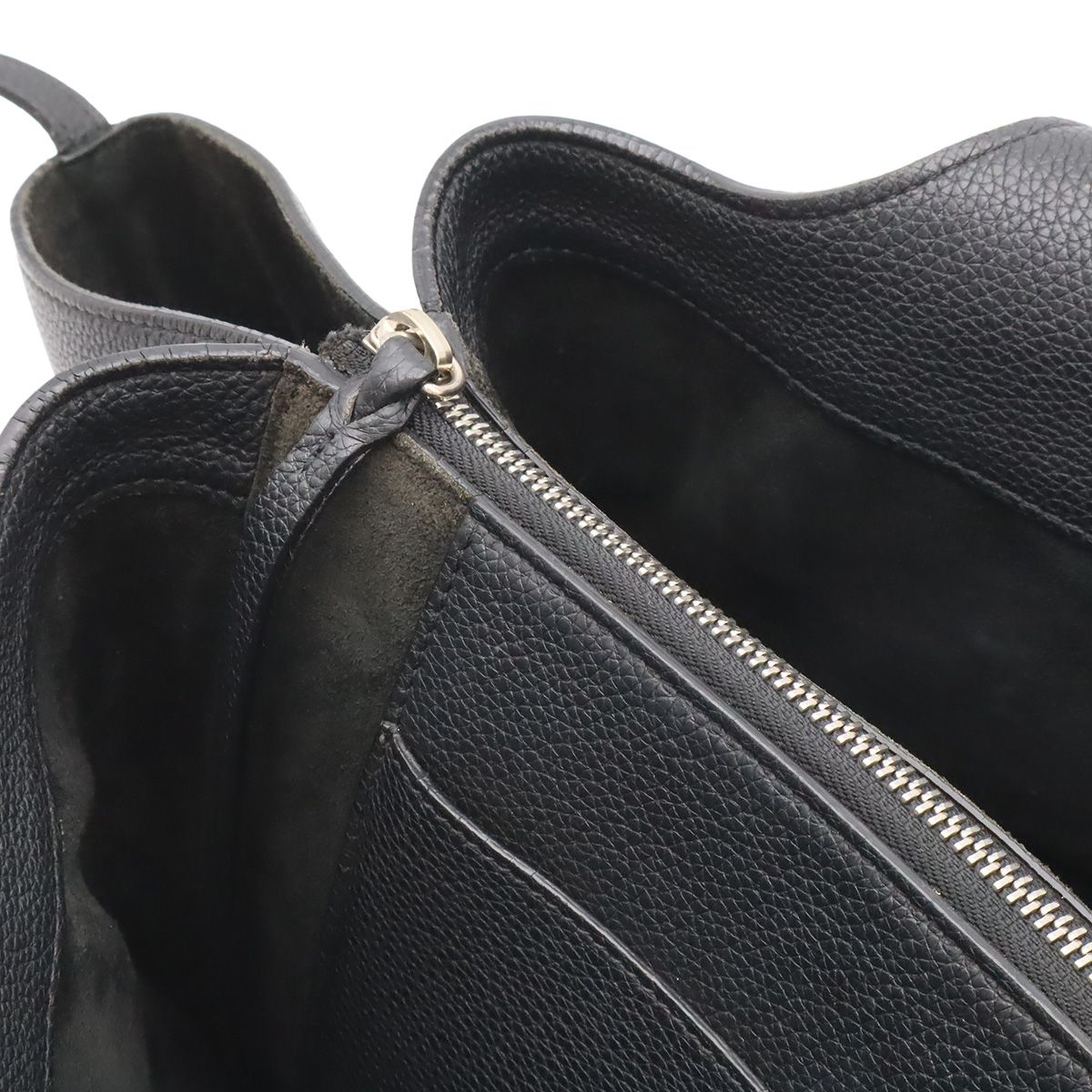 Celine Trifold Medium Tote Shoulder Bag Leather Black Silver — view 5