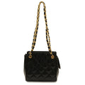 Chanel Quilted Chain Shoulder Bag Patent Leather Black Gold