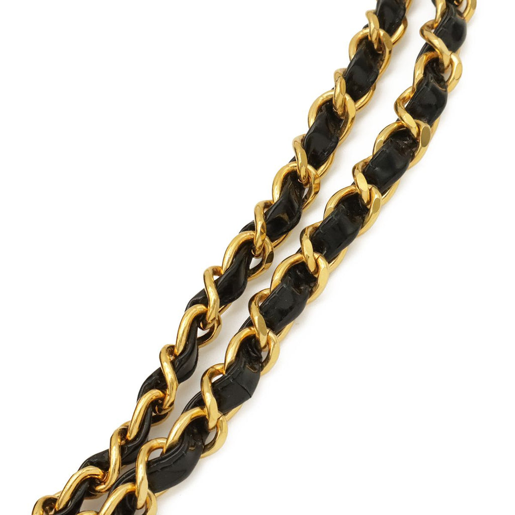 Chanel Quilted Chain Shoulder Bag Patent Leather Black Gold — view 4