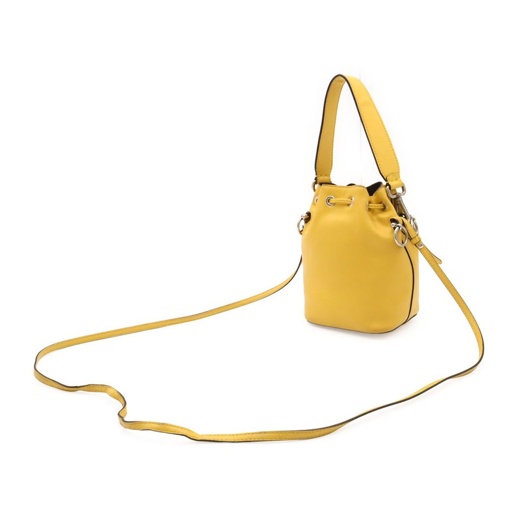 Fendi Montresor Bucket Bag Drawstring 2-Way Leather Yellow — view 2