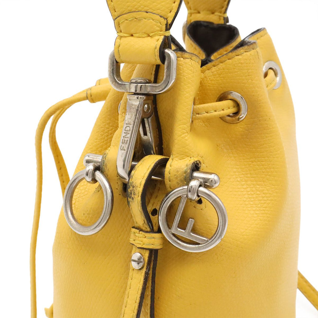 Fendi Montresor Bucket Bag Drawstring 2-Way Leather Yellow — view 5