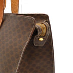 Celine Macadam Pattern Tote Shoulder Bag Large Leather Dark Brown — view 7